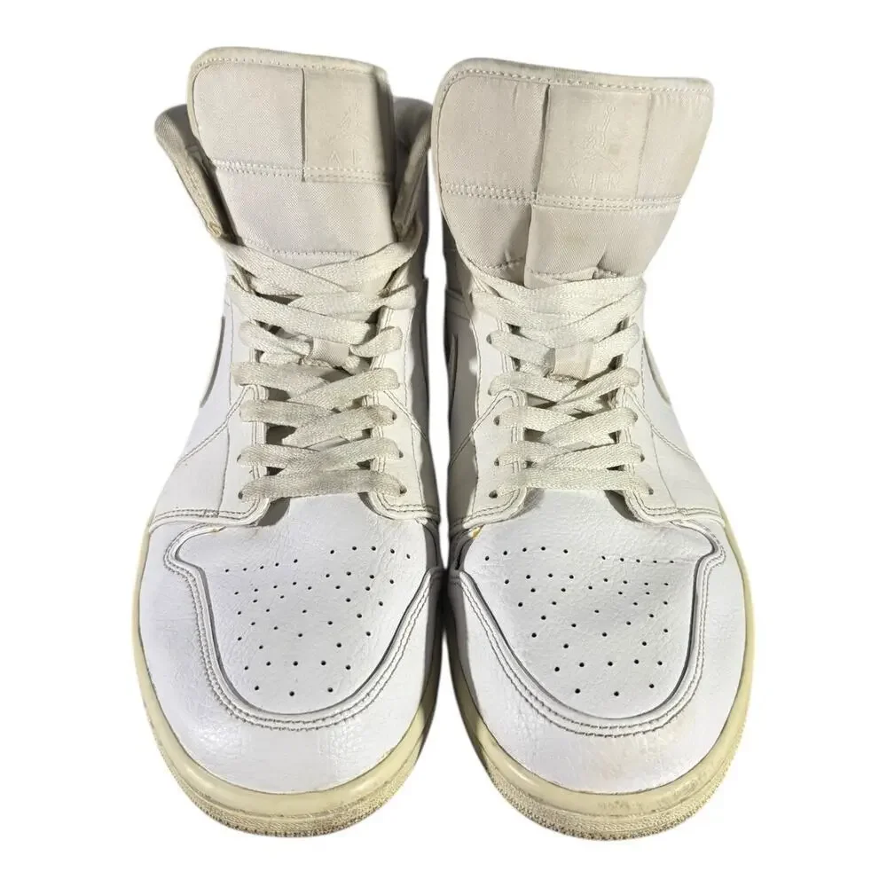 Nike Air Jordan 1 Mid White 554724-129 Men’s Size 12 Leather Retro Sneakers - Picture 3 of 8